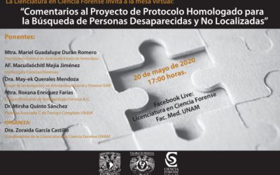 Webinar: «Comentarios al proyecto de protocolo homologado para la búsqueda de personas desaparecidas y no localizadas»