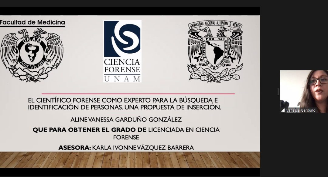 🎉Felicidades a Aline Vanessa Garduño González🎉 Por obtener grado de Licenciada en Ciencia Forense con la tesis: “El científico forense como experto para la búsqueda e identificación de personas, una propuesta de inserción”.
