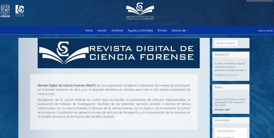 pantalla de la revista RECIF