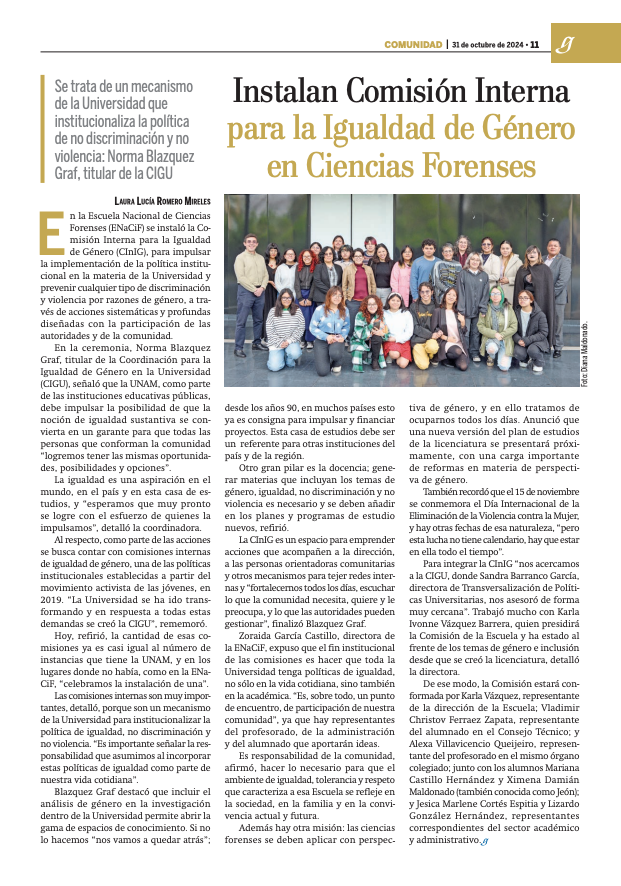 Comisión de género enacif