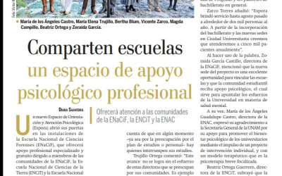 ENaCiF en los medios: Comparten escuelas un espacio de apoyo psicológico profesional