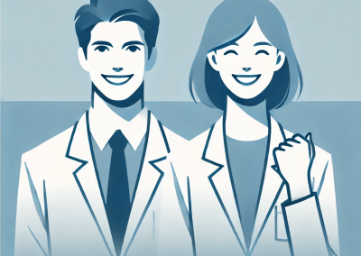 DALL·E 2024-12-06 08.13.17 - A clean and minimalist depiction of a scientist celebrating a triumphant moment. The scientist, wearing a neutral lab coat, stands proudly in a simple